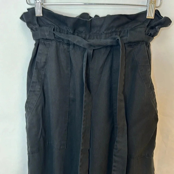 Back Beat Co Tencel Wide Leg Paperbag Ankle Black Pants size XS - Picture 3 of 14